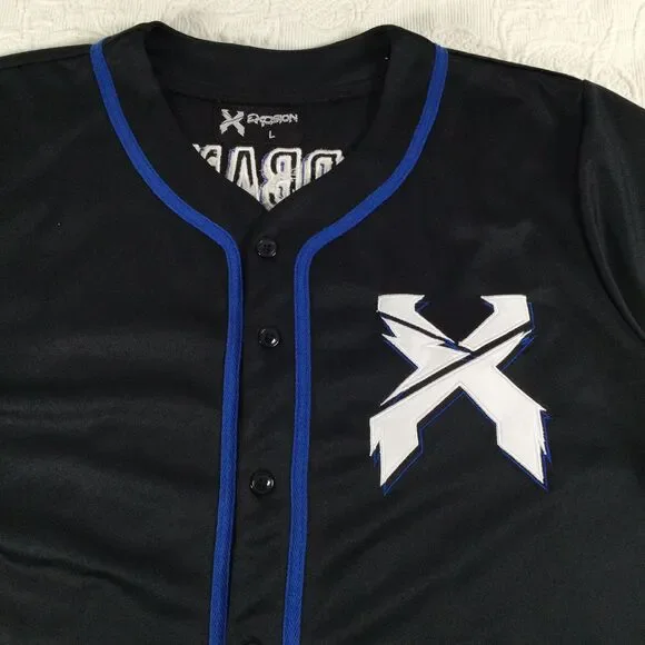 Excision X Headbanger DJ EDM Rave Blue Black Baseball Jersey Mens Large Party - Picture 4 of 8